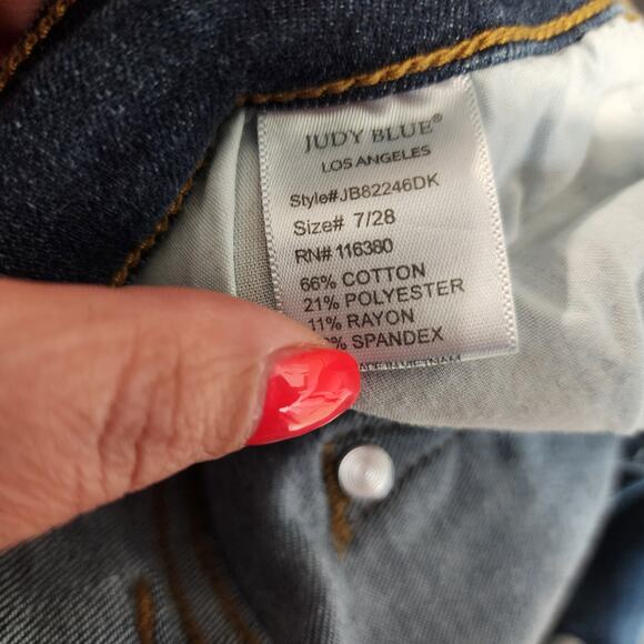 Judy Blue Skinny Fit Jeans Women's 7/28 Button Fly Dark Wash Stretch Denim - Picture 8 of 9